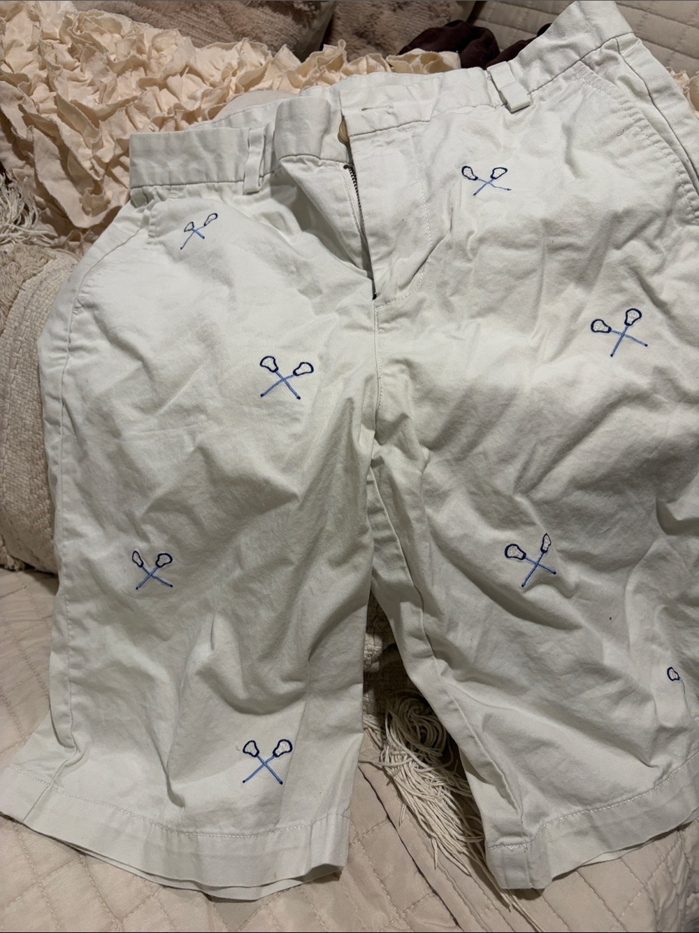 Vineyard Vines White Embroidered Kids Shorts